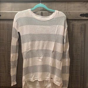 Grey and white stripe sweater